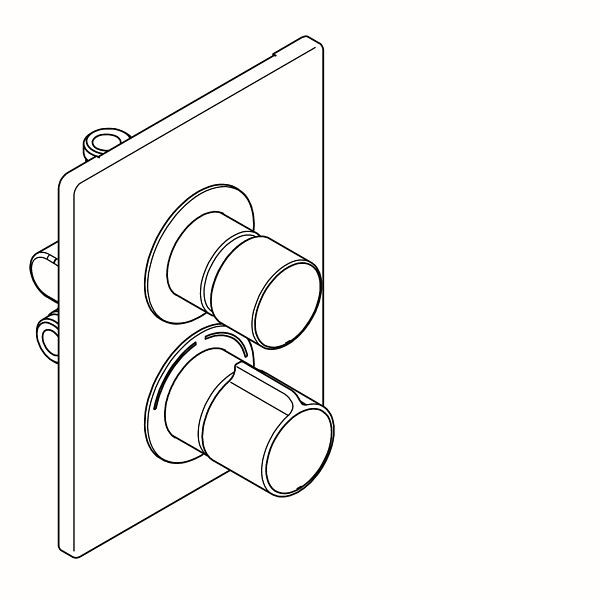 KWC Duscharmatur, F3, hydraulisch gesteuert, Thermostat, UP, Fertigbauset, Hygieneoption, LABS-konform, 3600008413