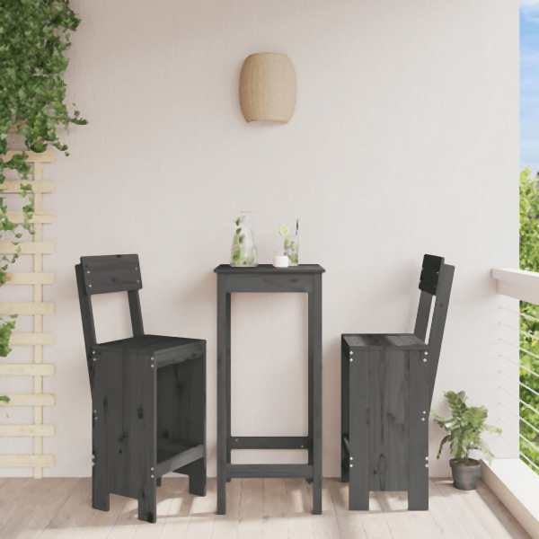 vidaXL Barhocker 2 Stück Grau 40x48,5x115,5 cm Massivholz Kiefer, 825361