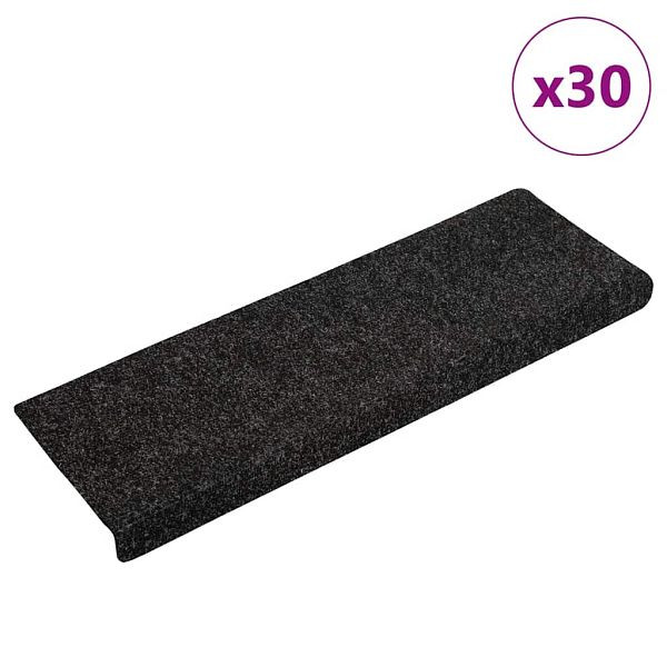 vidaXL Stufenmatten Selbstklebend 30 Stk. Schwarz 65x21x4 cm, 3365693