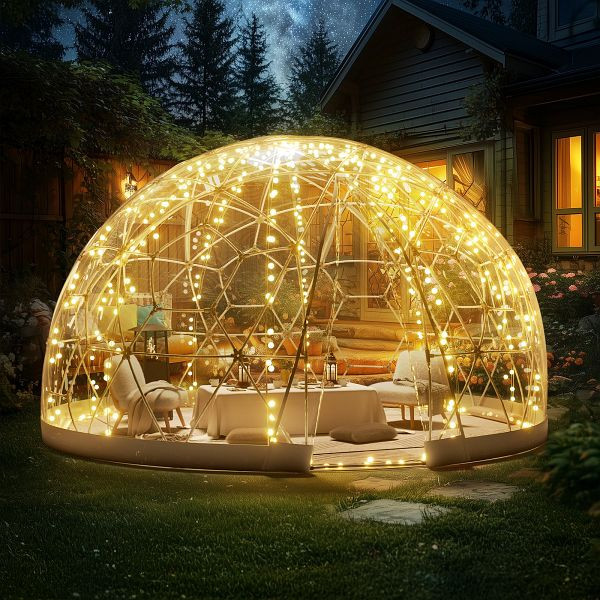VEVOR Gartenkuppel Blasenzelt Iglu Zelt Camping PVC-Kuppelzelt geodätisch 2,9m, TMXKZPPVC95FLS63PV0