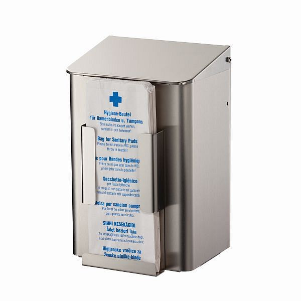 Air Wolf Hygieneabfallbehälter mit Beutelspender, Serie Omikron II, H x B x T: 325 x 212 x 184 mm, Edelstahl gebürstet, 35-775