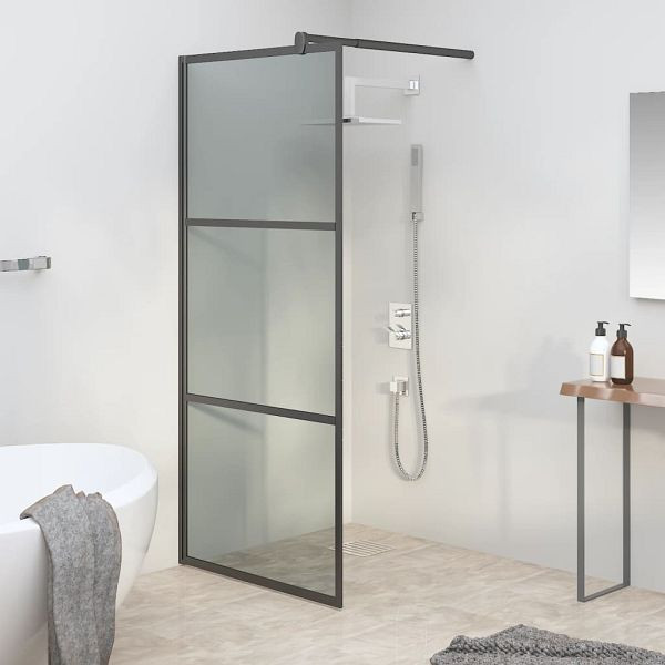 vidaXL Duschwand für Walk-In Dusche 80x195 cm Dunkel ESG Glas Schwarz, 151889