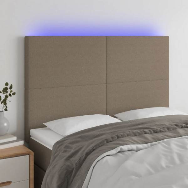 vidaXL LED Kopfteil Taupe 144x5x118/128 cm Stoff, 3122146
