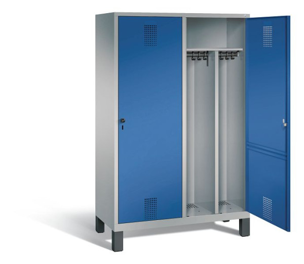 C+P Schwarz-Weiss-Spind Evolo, H1850xB1190xT500mm, Farbe: Weißaluminium / Enzianblau, 48210-40 S10070