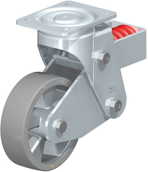 Blickle LHF-ALTH 160K-AS Stahlblech-Lenkrolle, Schwerlast-Ausführung, mit Stahlfeder, Blickle Extrathane®, Grau, 742114