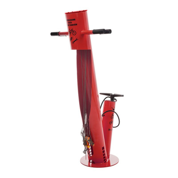 Stein HGS Fahrrad-Servicestation Modell BM2021, RAL 3020 - Verkehrsrot, ohne Modul, 63679.0002