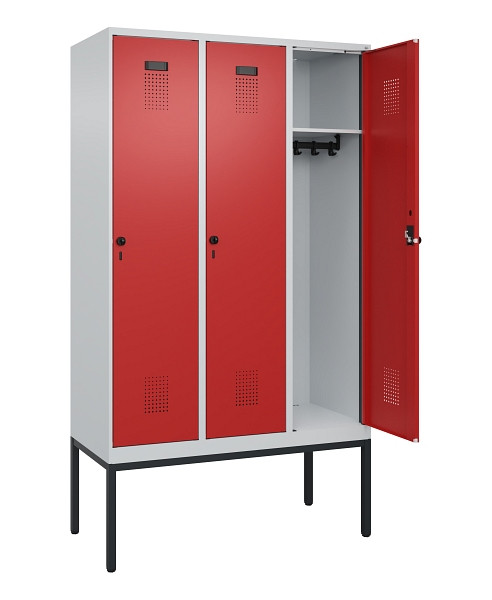 C+P Spind Evolo PLUS, Gestell, 3 Abteile, 2120x1200x500mm, 7035/3000, Verschluss Drehriegel, Ablageböden 3, 0490307-32 S10003