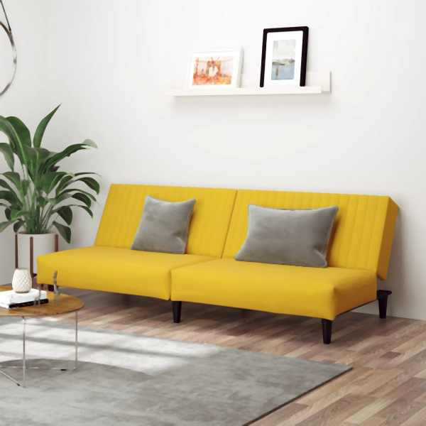 vidaXL Schlafsofa 2-Sitzer Gelb Samt, Polyester, 375933