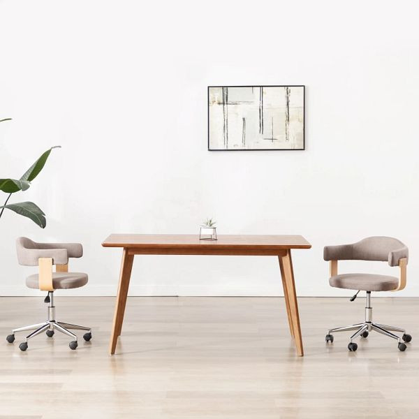 vidaXL Drehbare Esszimmerstühle 2 Stück Taupe Bugholz und Stoff, 3054905