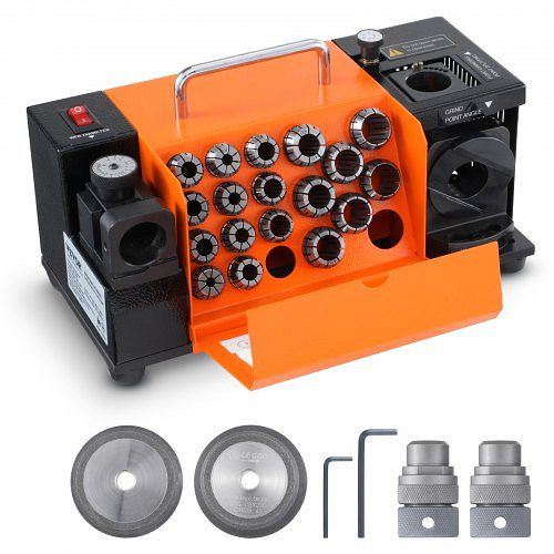 VEVOR Bohrerschleifgerät 120 W, 4500 U/min Schärfstation 45# Stahl, 95-135° Einstellbarer Spitzenwinkel 18 Spannzangen φ3–20 mm, ZTYMJ402833CWZH1HV2