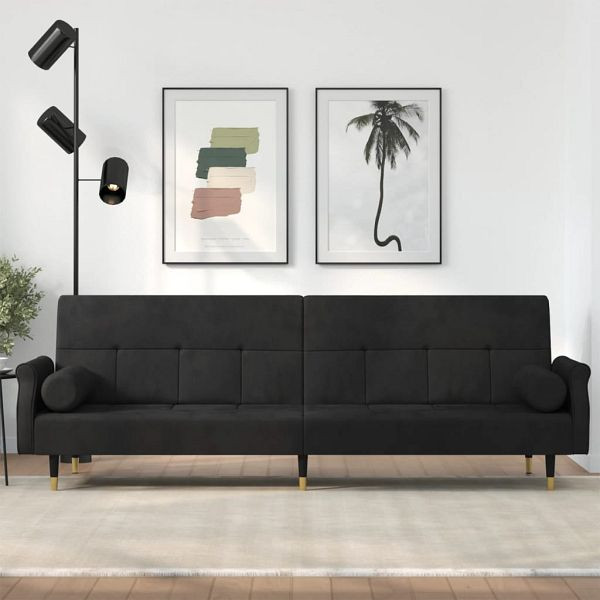 vidaXL Schlafsofa mit Kissen Schwarz Samt (Polyester), 351861