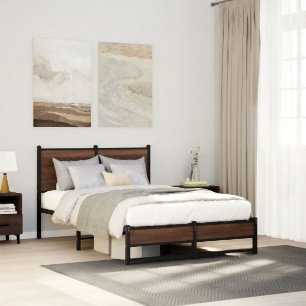 vidaXL Metallbett ohne Matratze Braun Eichen-Optik 120x200 cm, 4007938