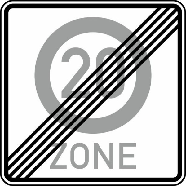 Stein HGS Ende einer Tempo 20-Zone, Nr. 274.2-20, 840x840mm /RA1/Alform, 274.2-20-212