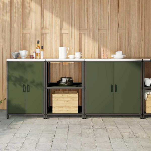 vidaXL Küchenlager-Set Mit Regal 3-teilig Olive Grün 210 x 50 x 92 cm, 3392704