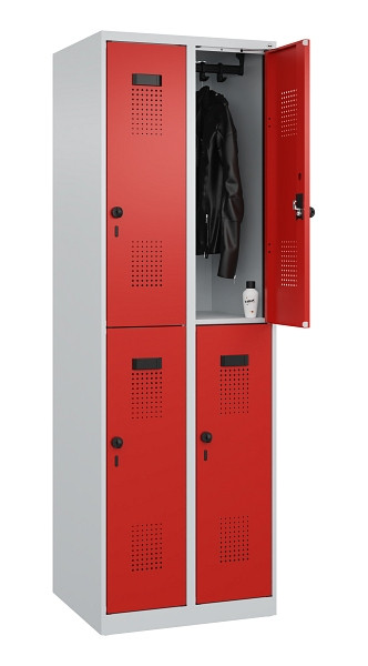 C+P Doppelstöckiger Spind Evolo PLUS, 4 Fächer, 1850x600x500mm, 7035/3020, Drehriegel, 049300-20 S10005