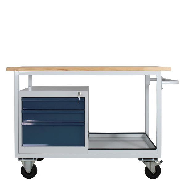 ADB Mobile Eko Werkbank "Typ Tischwagen" mit 3 Schubladen und Ablageboden, RAL7035/7016, 42923