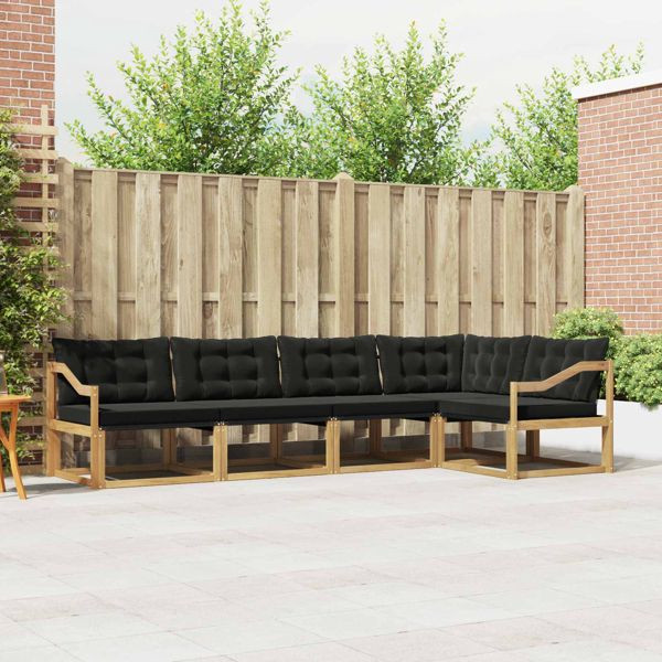 vidaXL Outdoor-Sofagarnitur mit Kissen 5-teilig Weiß und Schwarz, 3388694