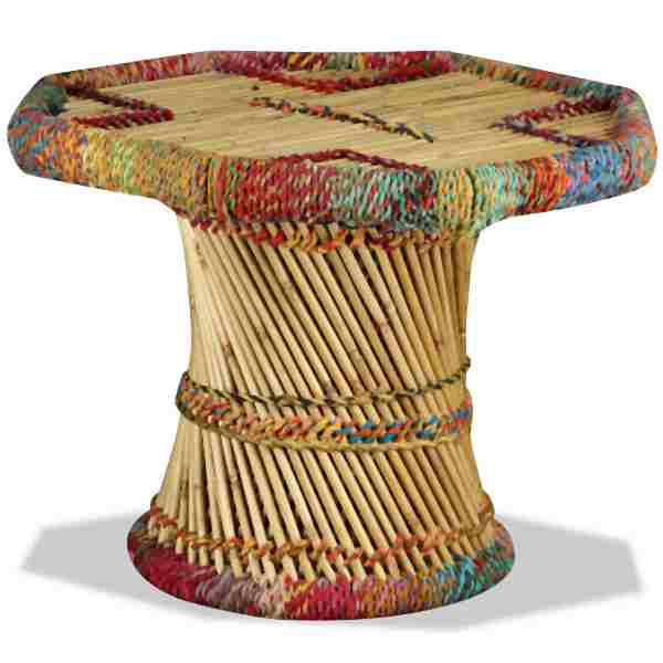 vidaXL Couchtisch Bambus mit Chindi-Details Mehrfarbig, 244214