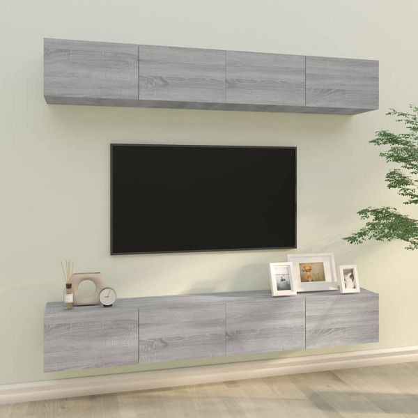 vidaXL TV-Wandschränke 4 Stück Grau Sonoma 100x30x30 cm, 3114196