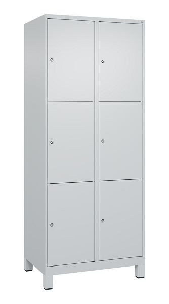C+P Schließfachschrank Classic PLUS, Füße, 2 Abteile mit je 3 Fächern, 1950x800x500mm, 7035/7035, 080010-223 S10009