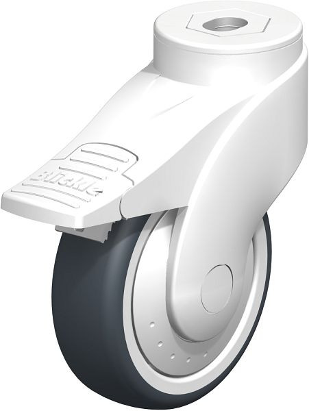 Blickle LWK-TPA 101K-11-FI-FK Kunststoff-Lenkrolle WAVE mit Rückenloch & Feststeller, Thermoplastisches Gummi-Elastomer, Grau, 744456