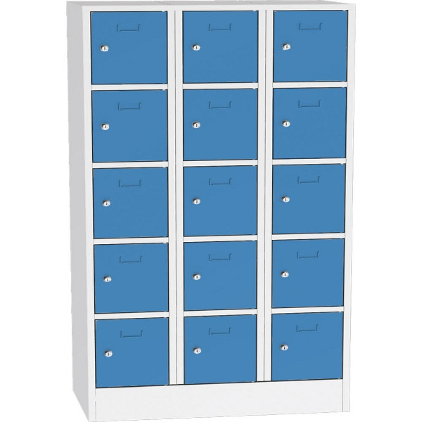 Deskin Schließfach-Stahlschrank SYSTEM SP1 COLOR, Korpus Lichtgrau RAL7035, Türen Lichtblau RAL 5012, H 1850 x B 1200 x T 500 mm, Zylinderschloss, 282222