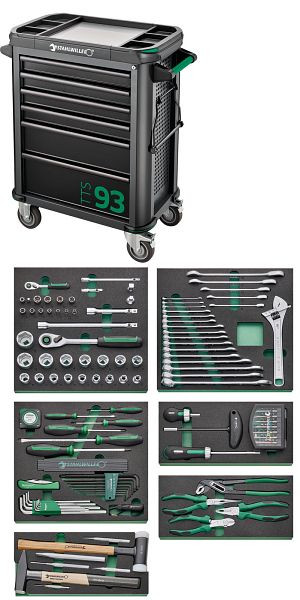 STAHLWILLE Werkzeug-Sortiment mit Werkstattwagen Nr. 93/157 QR Schub, Länge 6 anthrazit, RAL 7016 157 Stück, 98830178