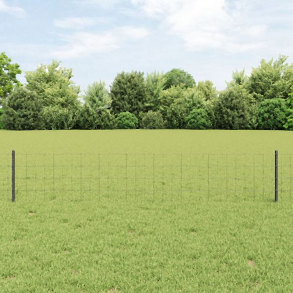 vidaXL Euro Zaun Set zu 3 Grau Metall Groß Langlebig Gartenzaun, 3336125