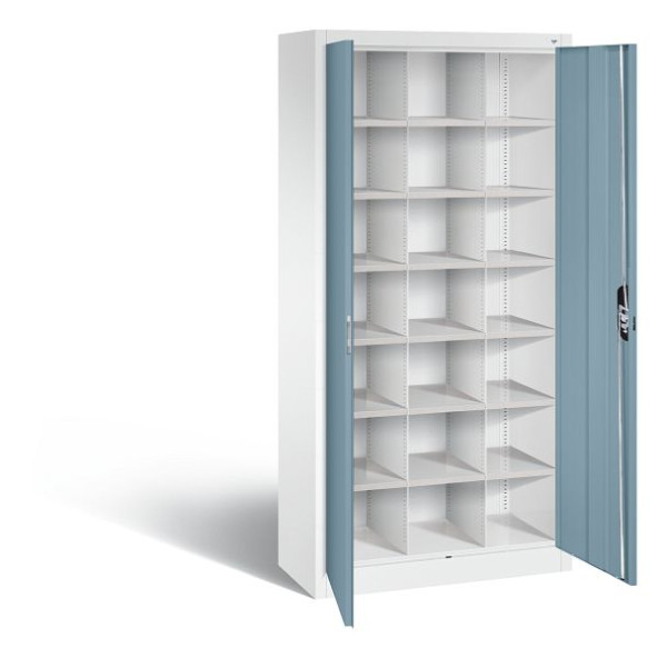 C+P Büro Drehtürenschrank 21 Fächer Acurado, H1950xB930xT400 mm, Weiß/Horizontblau, 9260-410 S10366