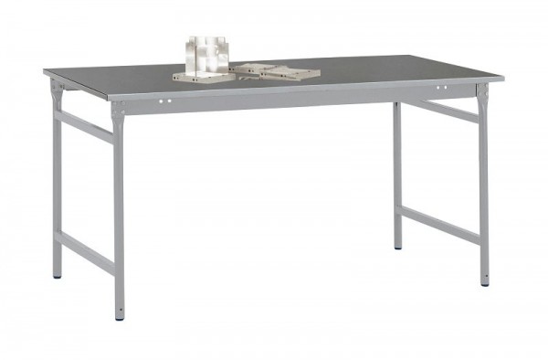 Manuflex Beistelltisch BASIS stationär mit Blechbelag-Platte in Alusilber ähnlich RAL 9006, BxTxH: 1000 x 800 x 780 mm, Alusilber, BB3024.9006