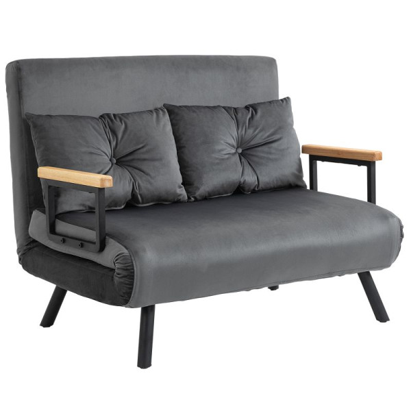 HOMCOM Schlafsofa 2er-Sofa Samtsofa, Schlaffunktion, inkl. 2 Kissen, Samtoptik, 839-835V00CG