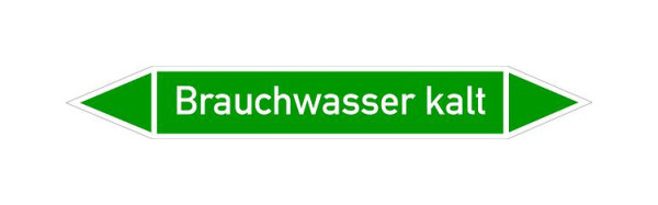 Schilder Klar Rohrleitungskennzeichen Brauchwasser kalt, 33000x90 mm Folie selbstklebend, 101413/90