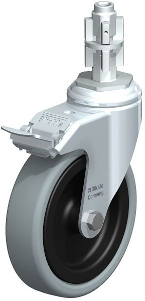 Blickle LKRA-VPA 126G-11-FI-E14 Apparate-Lenkrolle mit Expander & Feststeller, Vollgummi, Grau, 307132