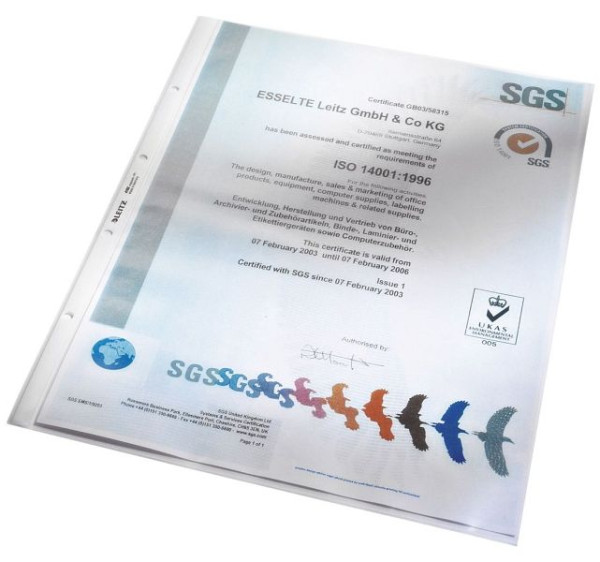 LEITZ 4702 Prospekthülle Standard, A3 hoch, PP, genarbt, dokumentenecht, farblos, 4702-00-00