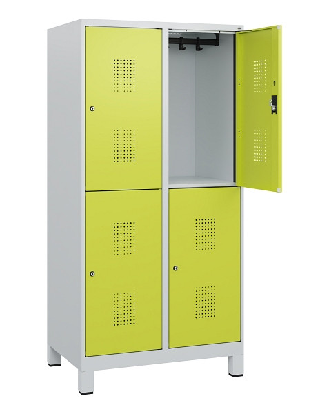 C+P Doppelstöckiger Spind Evolo PLUS, Füße, 4 Fächer, 1630x800x500mm, 7035/0024, Zylinderschloss, 0493105-22 S10042