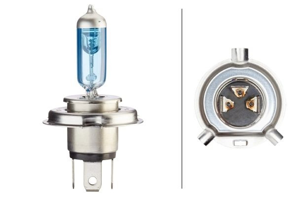 HELLA Halogen-Glühlampe, H4, White Light up to 4200 Kelvin, 12V, 60/55W, Sockelausführung Glühlampe: P43t-38, Schachtel, 8GJ 223 498-121