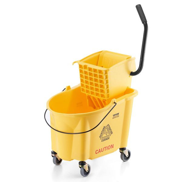 VEVOR Wischeimer mit Wringer, 35 Qt. Gewerblich mit Seitlicher Wringerpresse, auf Rädern, Professionelle/Industrielle Bodenreinigung, DJSDTBT3538QKFWB8V0