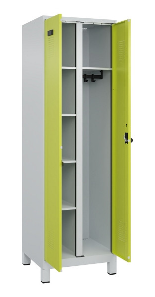 C+P Wäsche-/Garderobenspind Evolo PLUS, mit Füßen, 2 Abteile, 1950x600x500mm, 7, Frontfarbe 1108060 RDS Clowngrün, Drehriegel, 049610-20 S10015