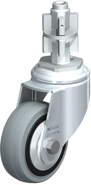Blickle LKRA-VPA 80K-11-FA-E15 Apparate-Lenkrolle mit Expander, Vollgummi, Grau, 750905