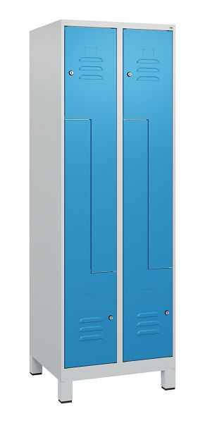 C+P Z-Spind Classic PLUS, Füße, 4 Abteile, 1800x600x500mm, 7035/5012, Zylinderschlösser, 0800137-204 S10019