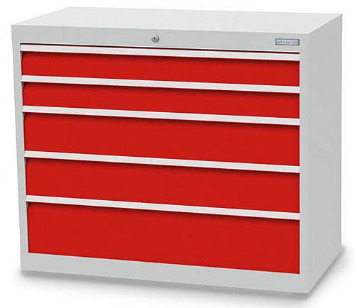 Bedrunka+Hirth Schubladenschrank, Tiefe 500 mm, R 36-16, 980 x 500 x 819 mm, 5 x Schubladen (2x 100VA, 2x 150VA, 1x 200VA), Tragkraft 50 kg, 98.221