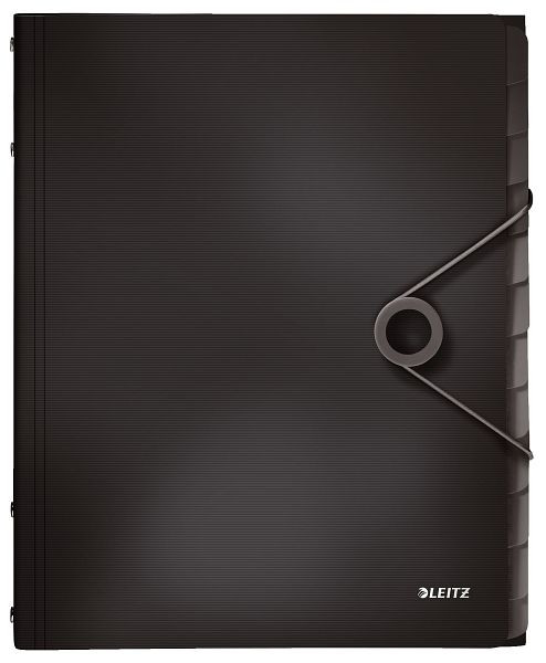 LEITZ 4570 Ordnungsmappe Solid, 12 Fächer, PP, schwarz, 4570-10-95