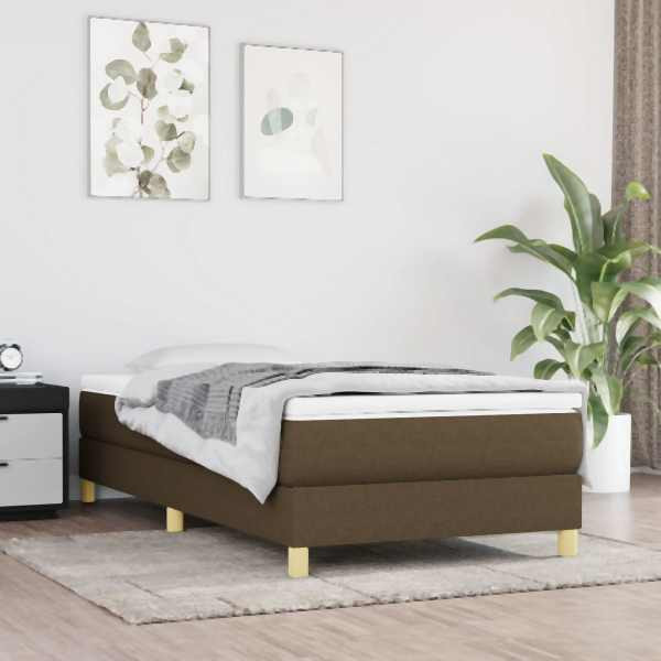 vidaXL Boxspringbett mit Matratze Dunkelbraun 90x190 cm Stoff, 3144138