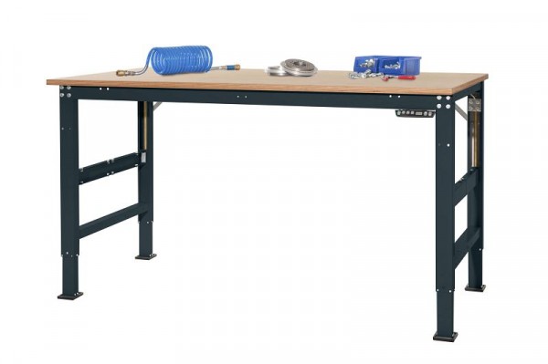 Manuflex Arbeitsgrundtisch UNIVERSAL Ergo E Memory mit Multiplexplatte, BxTxH = 1000 x 800 x 722-1002 mm, Anthrazit, AU9515.7016