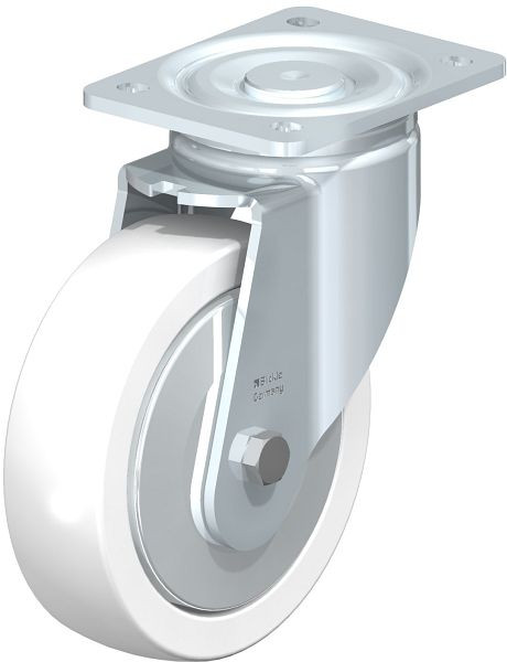 Blickle LH-SPO 175K-FA Stahlblech-Lenkrolle, Schwerlast-Ausführung, mit Anschraubplatte, Polyamid, Weiß, 10173