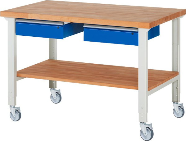 RAU Fahrbare Werkbank (höhenverstellbar) 7002A7, 1500x900x950-1000mm, 4 Lenkrollen, 05-7002A7-159B4H4.11