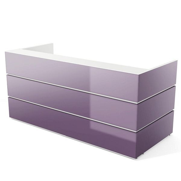 Deskin Theke PEARL, Violett Hochglanz, RAL 4007, B 2400 x T 1050 x H 1120 mm, 288183