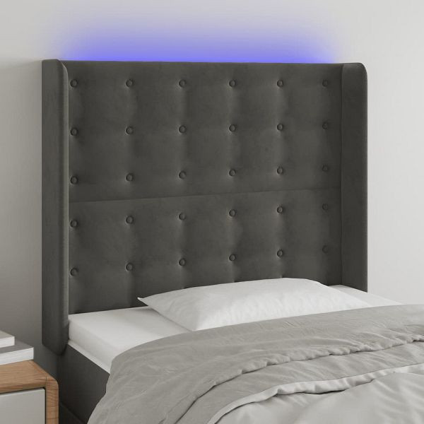 vidaXL LED Kopfteil Dunkelgrau 83x16x118/128 cm Samt, 3124513