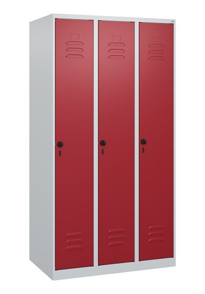 C+P Umkleidespind Classic PLUS mit Mitteltrennwand, 3 Abteile, 1700x900x500mm, 7035/3003, Drehriegel, 0800007-30F S10001