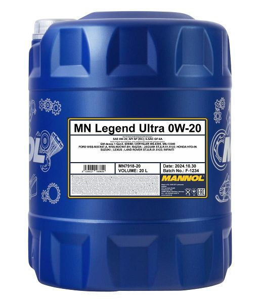 MANNOL Motorenöl 7918 Legend Ultra 0W-20, VE: 20 l, MN7918-20